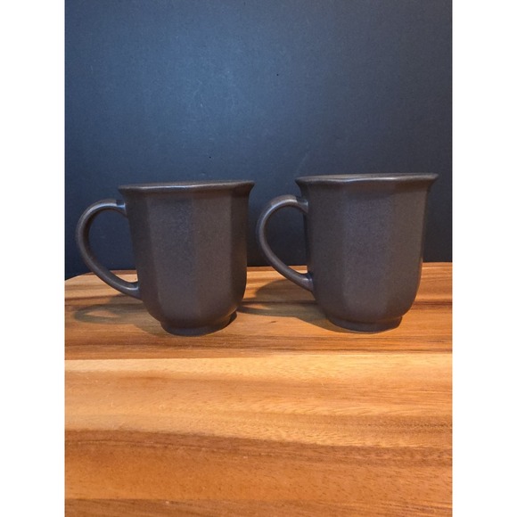 Vtg Pfaltzgraff Midnight Sun Brown Tulip Shape Coffee Mug Set Of 2 - Picture 1 of 7